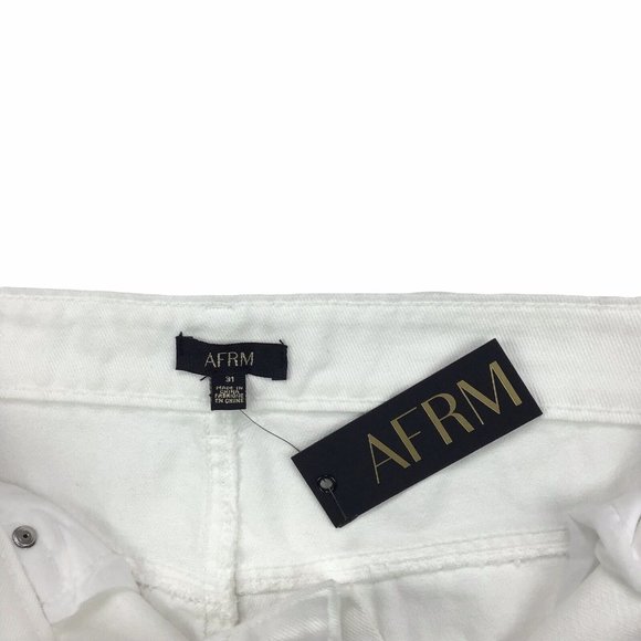 AFRM Luisa White Denim Distressed High Rise Button Fly Ankle Jeans Size 31 - Picture 5 of 5